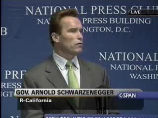 Arnie talks climate change policyhasta la vista gas guzzlers