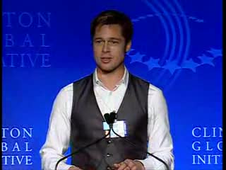 Brad Pitt and others appears at the Clinton Global Initiative Foundation event to discuss global warming