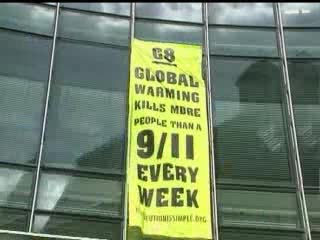 Jul 7 - French "Spiderman" Alain Robert scales a skyscraper in Frankfurt to protest against global warming

The climb up and down the 153-metre high Skyper tower was timed to coincide with the first day of the G8 summit in Japan Robert called on th